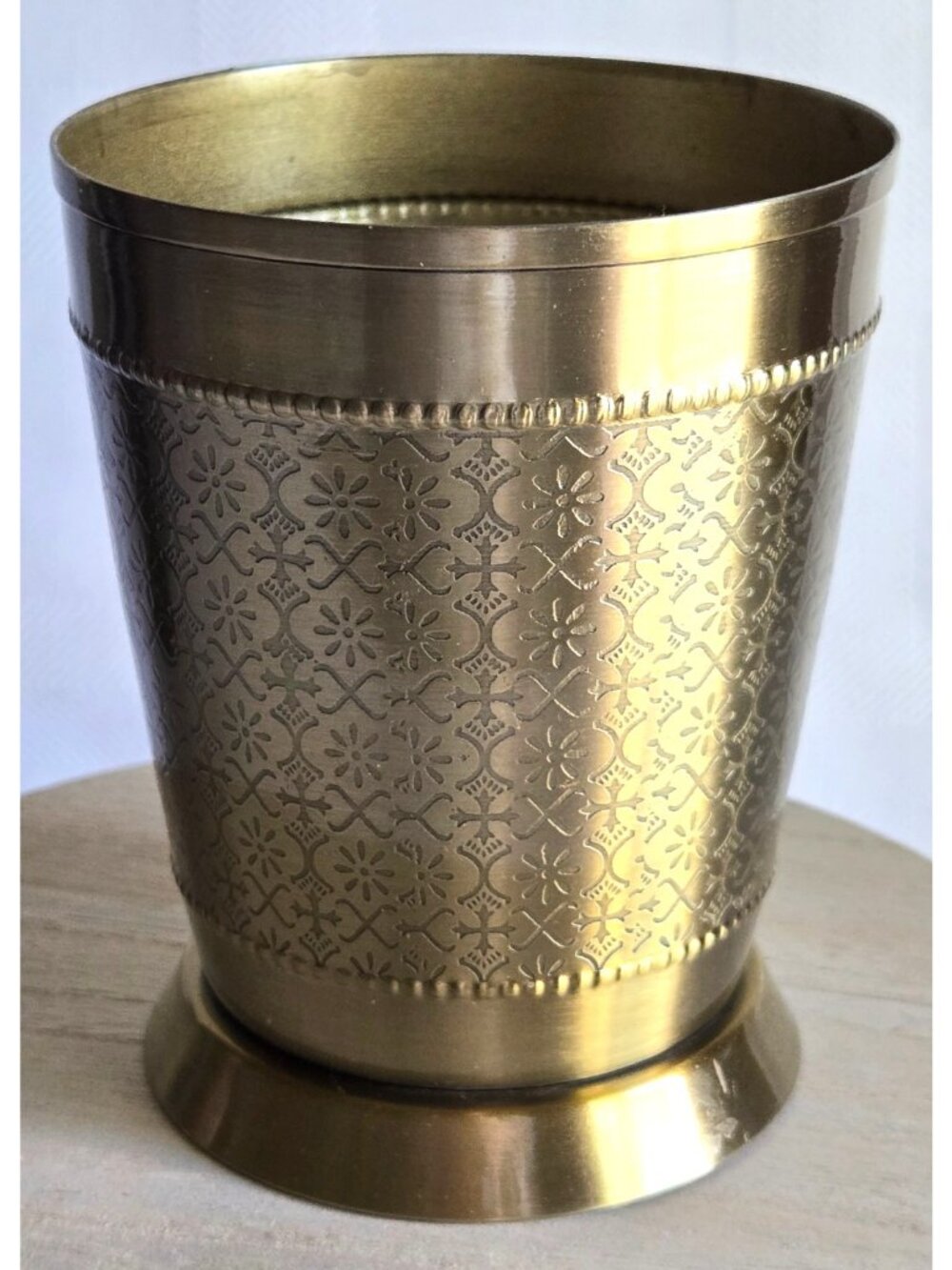 Pure Brass Glass Tumbler Embossed Design for Drinking Water - Picture 3 of 9